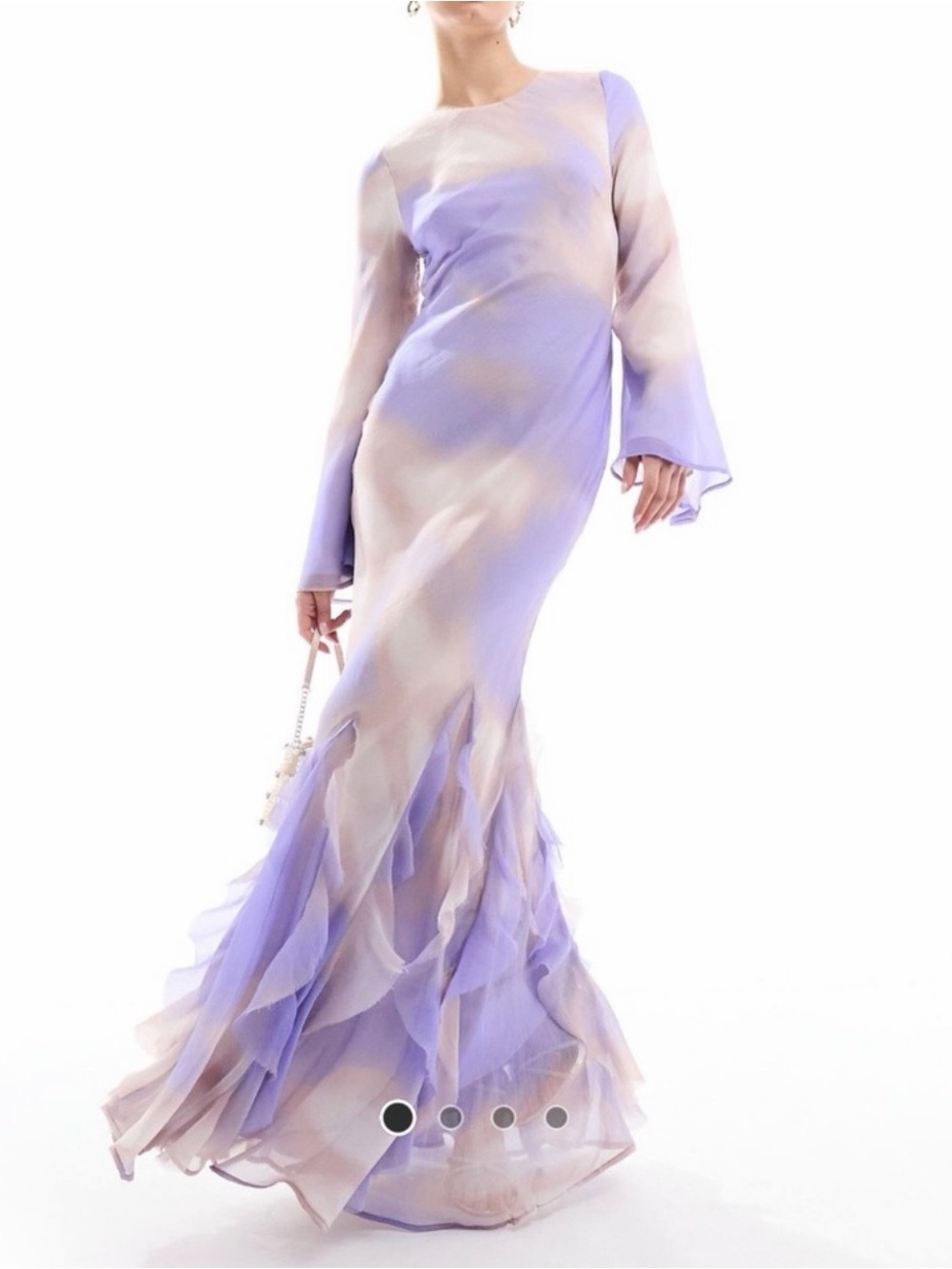 ASOS Long Sleeve Chiffon Maxi Dress with Ruffles